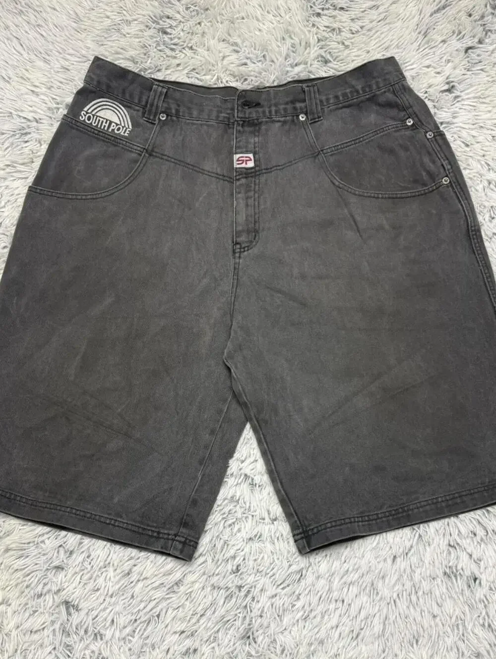 Vintage 1990s Southpole logo tape baggy denim shorts